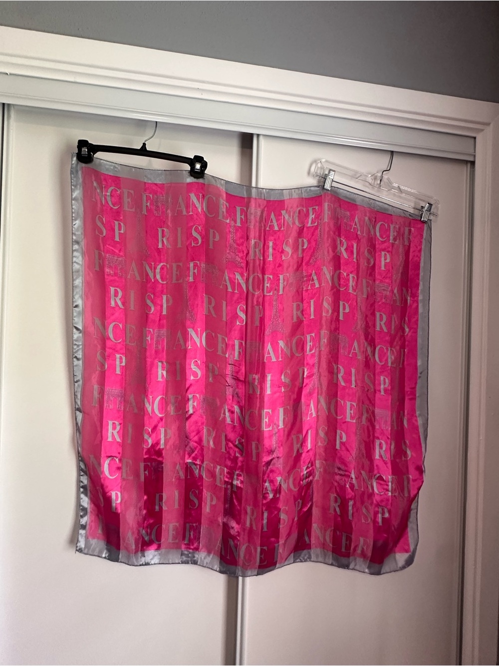Pink Logo-Print Sheer Scarf